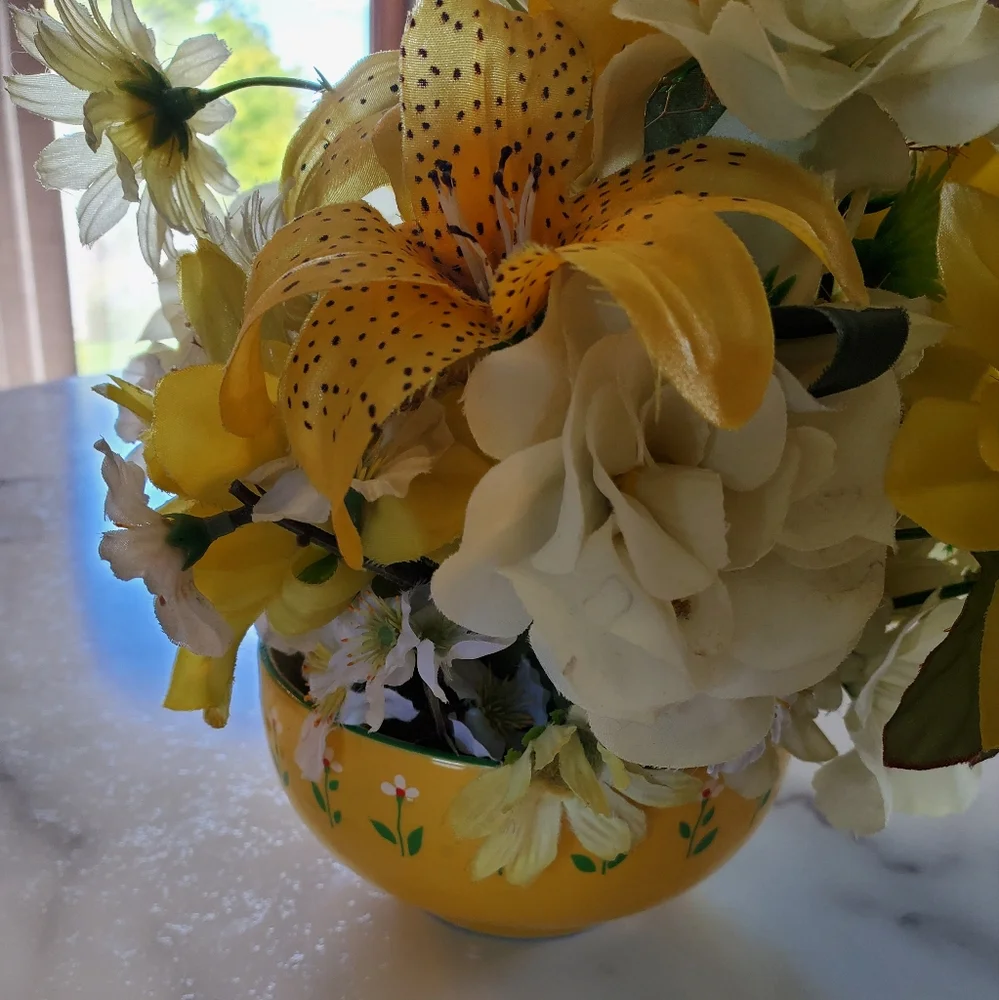 Vintage Handmade Floral Arrangement in Mug